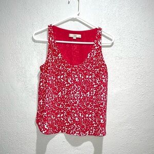 Ann Taylor Loft Red Floral Sleeveless Top